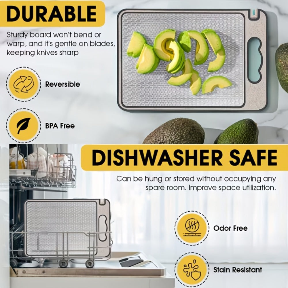 Stainless-Steel-Labeled Cutting Board with Handle and Diamond-Mesh or Smooth Surface Options