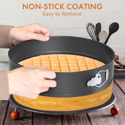 Springform Cake Pan Set 6pcs 7 8 9 10 11 Inch Heart Round Square Nonstick Leakproof Removable Bottom Carbon Steel Bakeware for Cheesecake Mousse Honeycomb Birthday Wedding Cake