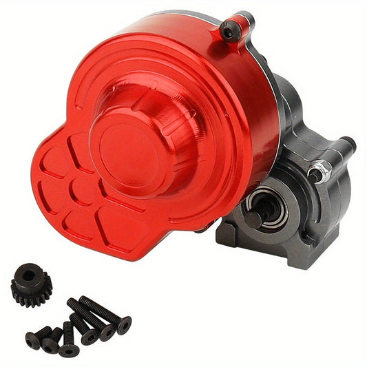Metal Gearbox with Motor Gears for 1/10 RC Crawler Truck – LCG Transmission Upgrade for Axial SCX10 WRAITH 313mm Wheelbase, Red Titanium Alloy Precision Machined Parts