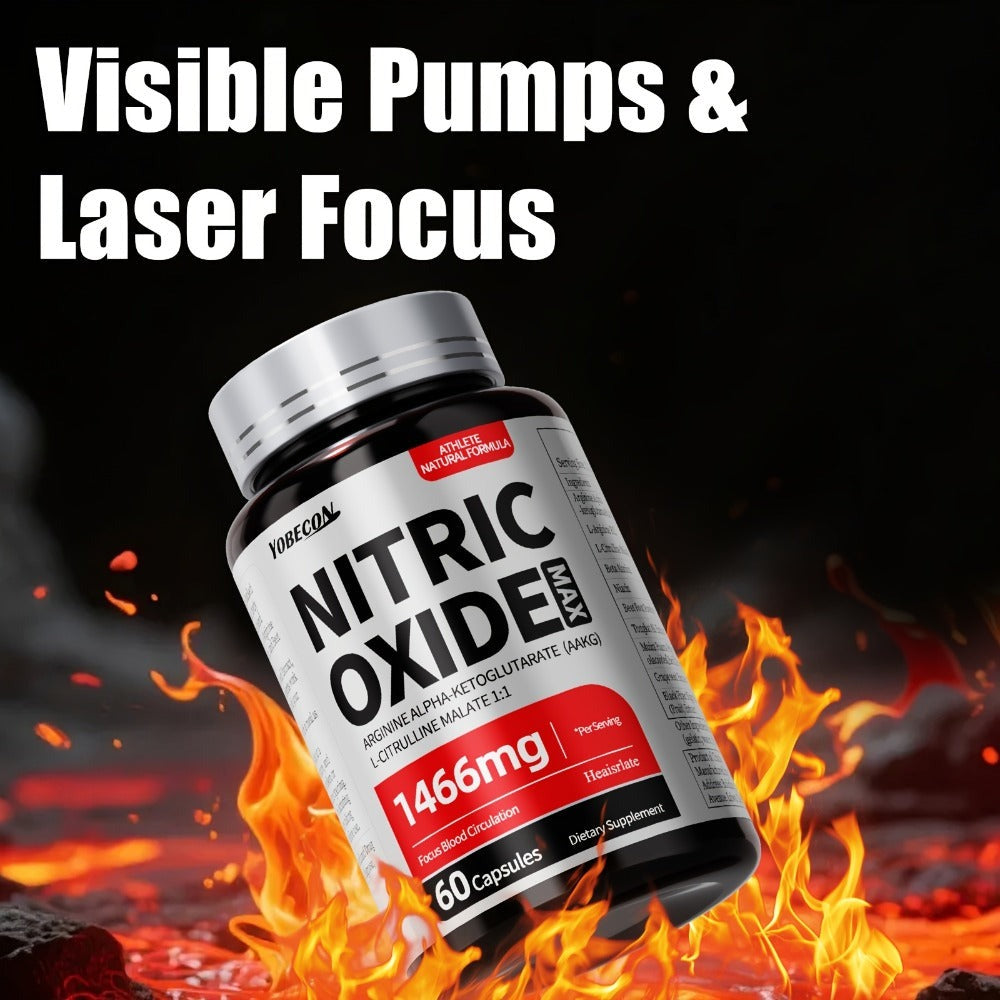 Nitric Oxide Supplement for Men — 800mg AAKG L-Arginine L-Citrulline Beetroot Capsules | Natural Energy & Focus Formula | Third-Party Tested Male Health Support