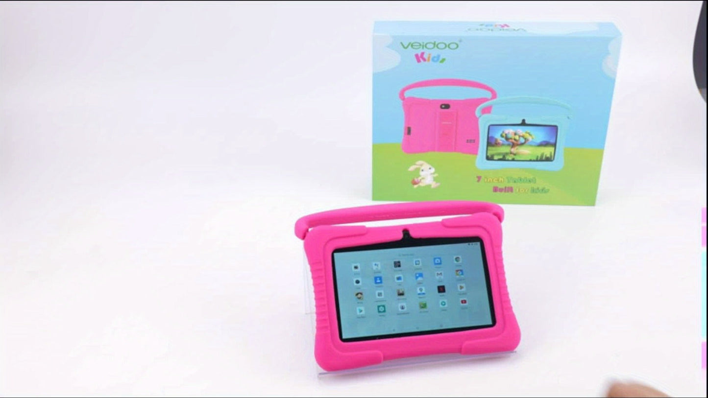 Kids Tablet Veidoo 7 Inch with 1GB or 2GB RAM, 16GB or 32GB Built-In Storage and Handled Silicone Case