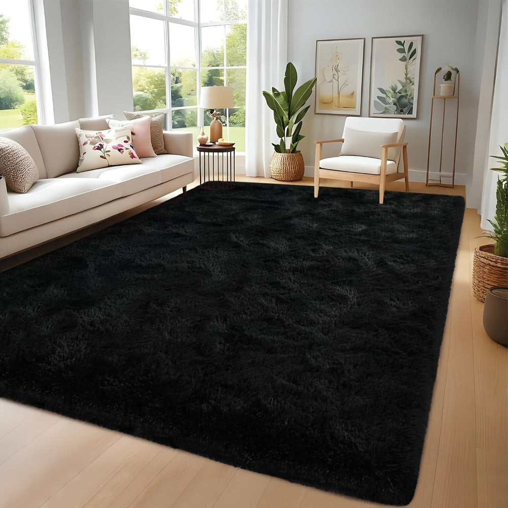 Area Rug Tie-Dye Shaggy Plush Design with Six Colors and Four Washable Sizes for Bedroom or Dorm