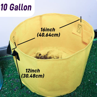 Seven-Color 10-Gallon-Labeled Grow Bag Set with Side Handles, 16-Inch Diameter and 12-Inch Height