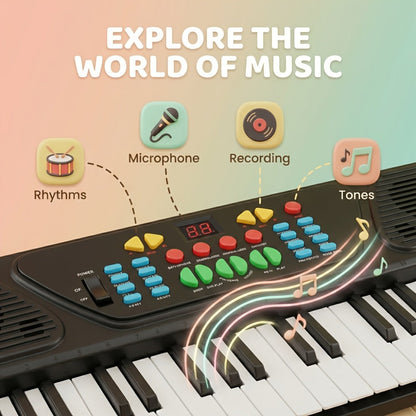 Kids Electronic Piano 37 Keys with Microphone, USB Powered Keyboard for Young Learners, Sing-Along Music Education Toy, Family Fun for Parents & Children, Birthday Celebration Musical Gift for Boys & Girls Ages 3+