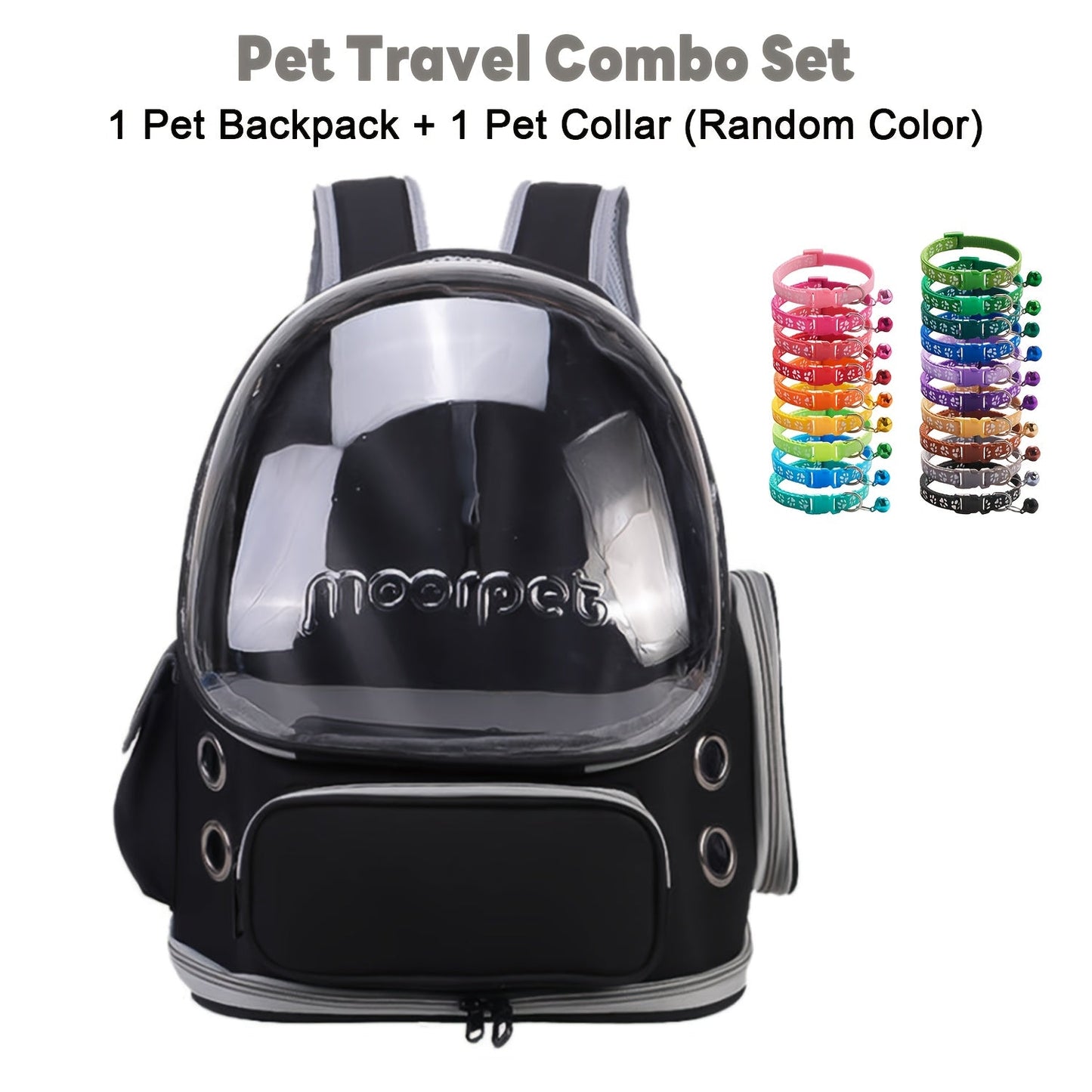 Cat Backpack Carrier with Collar | Breathable Oxford Pet Backpack for Cats & Small Dogs, Large Capacity Travel Bag with Safety Zippers, Durable Straps & Ventilated Mesh for Outdoor Adventures, 5 Colors