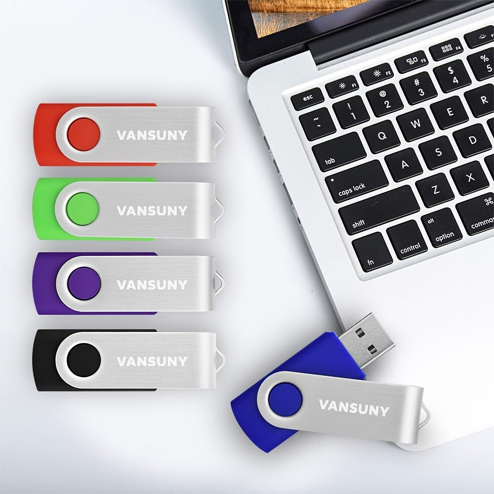 Bulk USB Flash Drives 10 Pack 4GB 8GB Swivel Thumb Drive USB 2.0 Memory Stick in 5 Colors – Plug & Play Jump Drive Pen Drive for School Office Business Promotional Gifts IT Teams