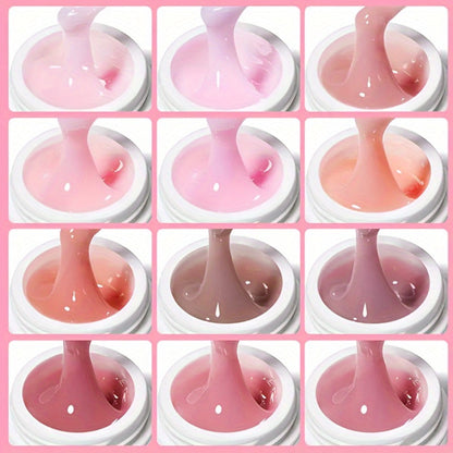 Six-Color Builder Gel Set, 15ml Each in Clear, White, Milky Jelly, Light Pink, Pink and Nude for Nail Extensions