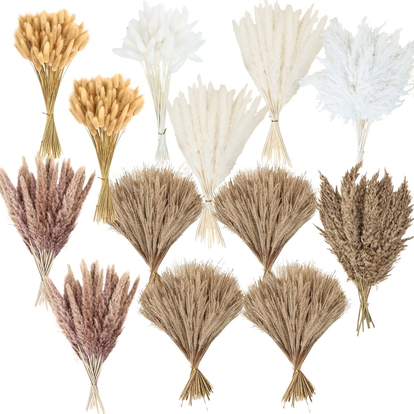 Dried Pampas Grass Decor Bouquet – Natural Fluffy Pampas Stems for Boho Wedding Centerpiece, Living Room Vase Filler, Nursery & Home Decor, Aesthetic Dried Flowers Arrangement, 110 or 300 Pcs