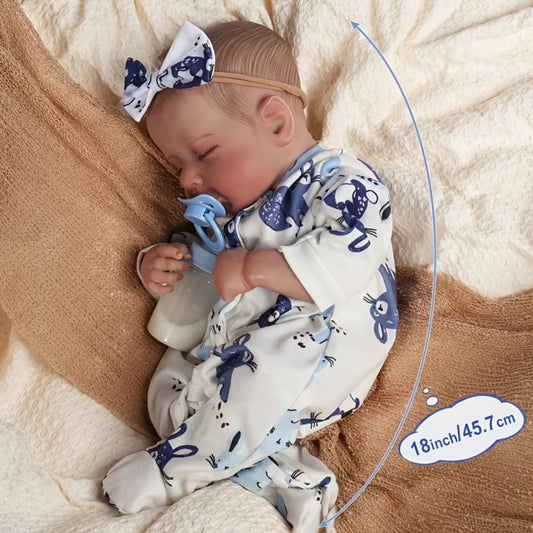 Reborn Baby Doll 18 Inch Realistic Newborn Body – Colorlizard 45cm Lifelike Baby Doll Sleeping or Open-Eyed, Safe for Kids Ages 3+, Birthday Halloween Christmas Gift for Girls & Collectors
