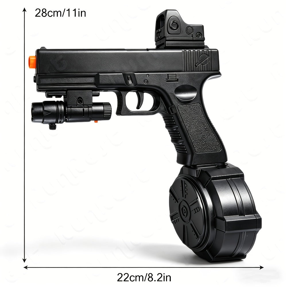 Black Electric Gel Blaster Set with Three Magazine Styles, Sight, Flashlight, Goggles and Charging Cable
