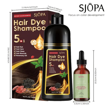 Hair Color Shampoo 5-in-1 Instant Gray Coverage Color Dyeing Conditioner 16.9oz – SJOPA No Ammonia Safe Natural Formula 12 Shades Unisex Men Women