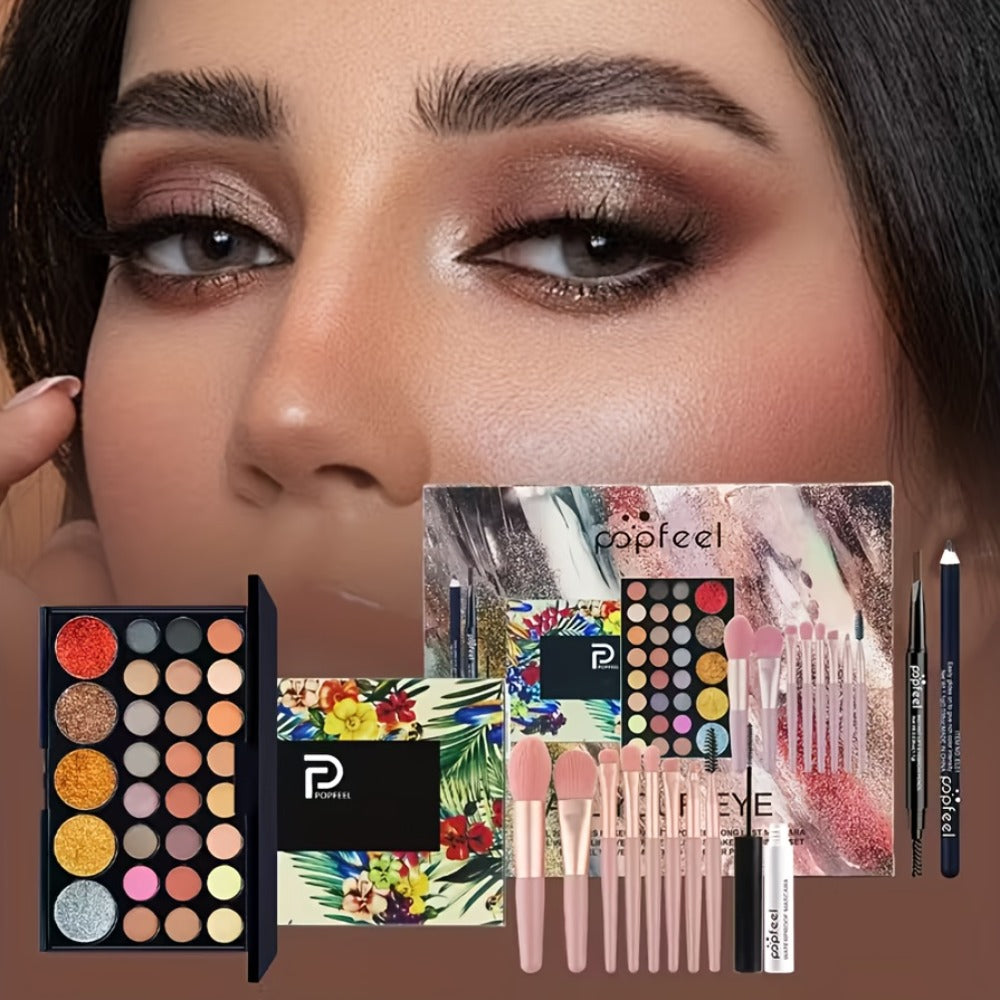 Makeup Kit with Foundation Blush Eyeshadow Palette Mascara and Brush for Women Beginners Gift