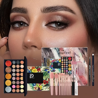 Makeup Kit with Foundation Blush Eyeshadow Palette Mascara and Brush for Women Beginners Gift