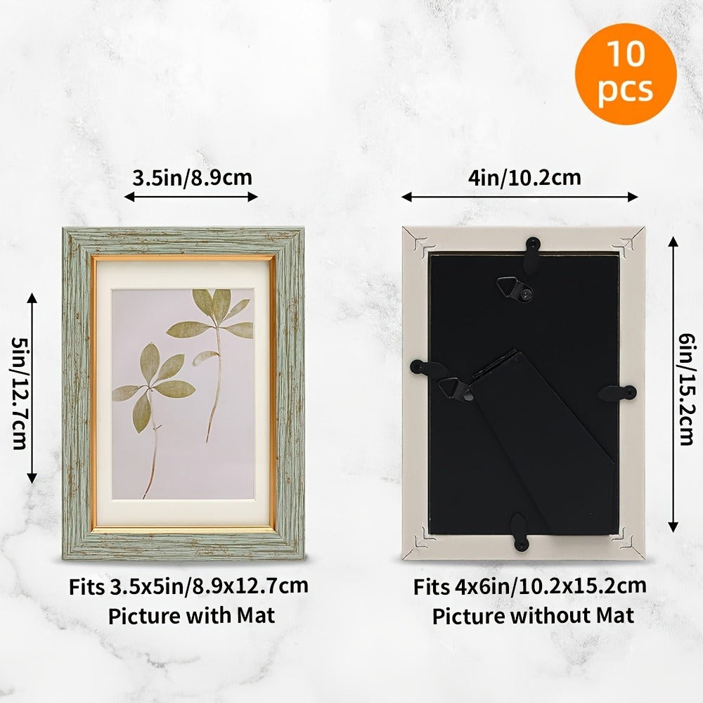 Vintage-Style Picture Frame Set in 4 x 6 or 5 x 7-Inch Sizes with Five- or Ten-Frame Options