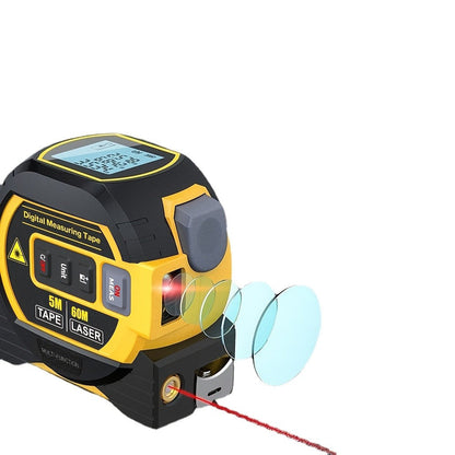 Laser Distance Meter 3-in-1 60M Laser Rangefinder with 5M Tape Measure Laser Cross Line Area Volume Pythagorean Measurement 20 Data Memory for Construction Housing Survey