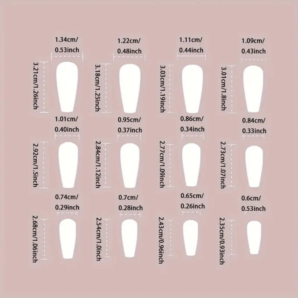Press On Nails 216-Piece Almond Pointed Nine-Pack Set with Purple Pink Silver Gold Styles and Glue