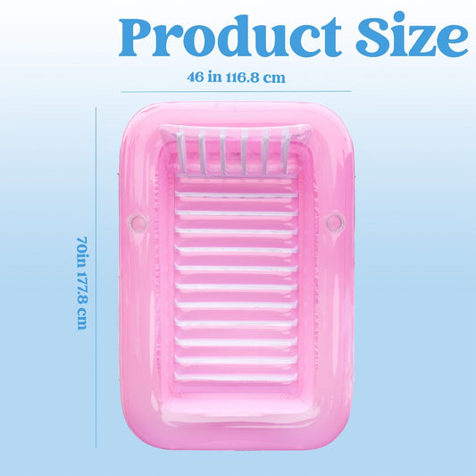 Inflatable Tanning Pool Float Pink White 4-in-1 Suntan Tub Raft for Women – Large 70"x46" Sunbathing Lounger with Pillow, Ball Pit & Pool Party Lounge, Stylish Floating Relaxation Bed