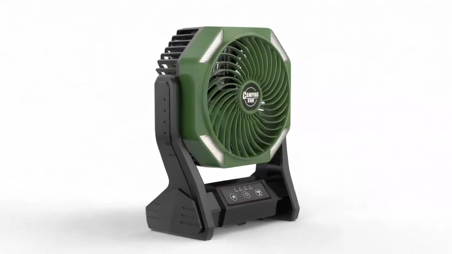Camping Fan 20000mAh Tabletop and Hanging Fan with 4 Speeds, 3-Level LED Light and 180° Vertical Swing