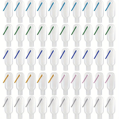 50-Pack 1.7 oz Clear Refillable Travel Bottles with Keychain Tops for Toiletries and Liquids