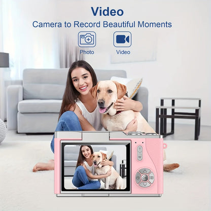 Digital Camera 1080P Model LK007 with 2.4-Inch Flip Screen, 32GB Card, Rechargeable Battery and Three Colors