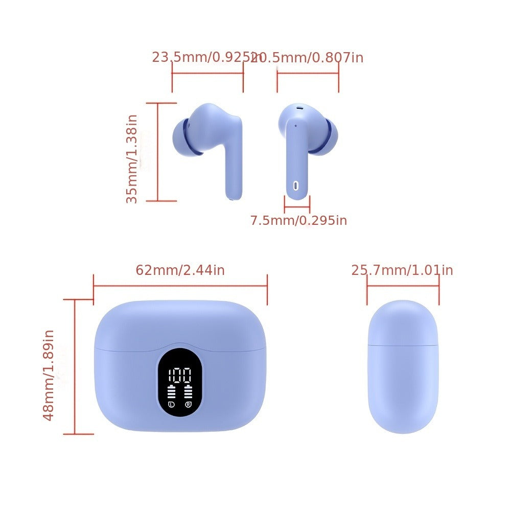 Wireless Earbuds Bluetooth 5.3 with ENC Mic, 36-Hour Playback, LED Case and IPX4 Protection