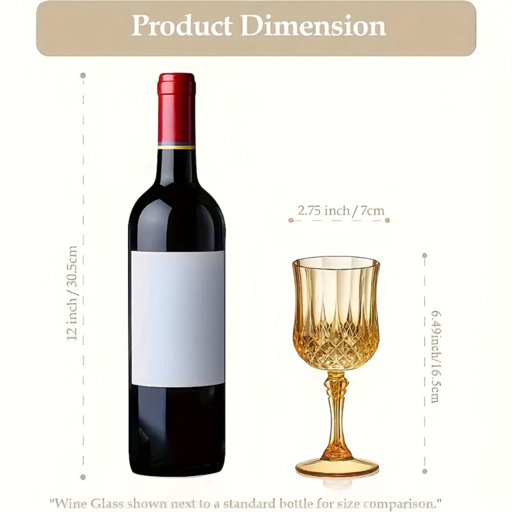 Twenty-Four-Pack Vintage-Style Plastic Stemmed Cups in Five Transparent Color Options for Party Tables