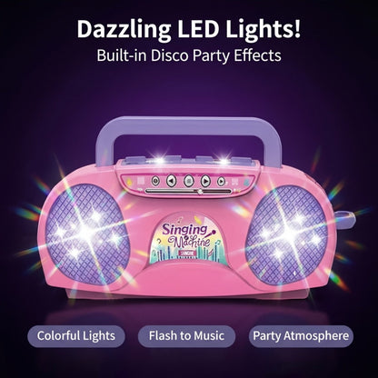 Kids Light-Up Singing Machine Toy with Microphone – All-in-One Music Toy for Boys & Girls Ages 3-7, Birthday & Holiday Gift, Blue / Red / Pink