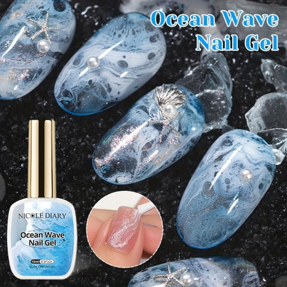 Gel Nail Polish NICOLE DIARY 2-Piece Watercolor and Ocean-Wave Set with Two 15ml Bottles for DIY Art