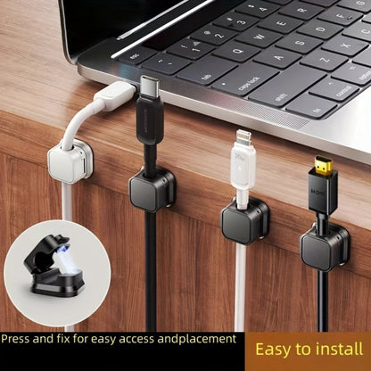Magnetic Cable Organizer Clips, 16-Piece Black Square Set for Desk-Edge Cord Routing Pictured