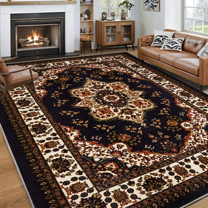 Bohemian Round Rug Large - Soft Non-Slip Machine Washable Vintage Area Rug for Living Room Bedroom Floor Decor