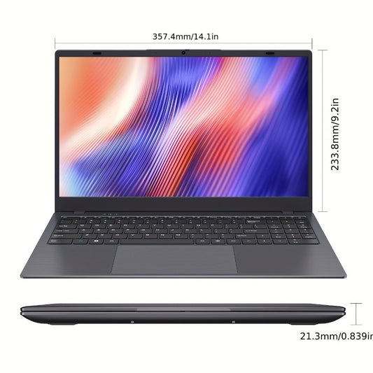 15.6 Inch Ultra-Thin Laptop, Intel Pentium 6500Y, 8GB RAM 256GB SSD, 4K Dual-Screen Support, Quad Stereo Speakers, Type-C PD Fast Charging – Lightweight Office & Entertainment Notebook PC