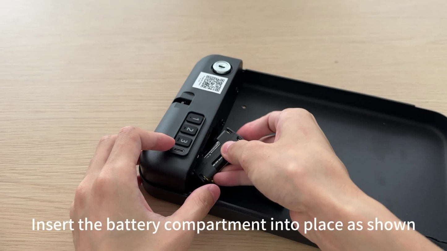 Portable Pistol Safe with Three-Digit Electronic Keypad, Backup Keys, USB-C Cable and 3.28 ft Security Cable