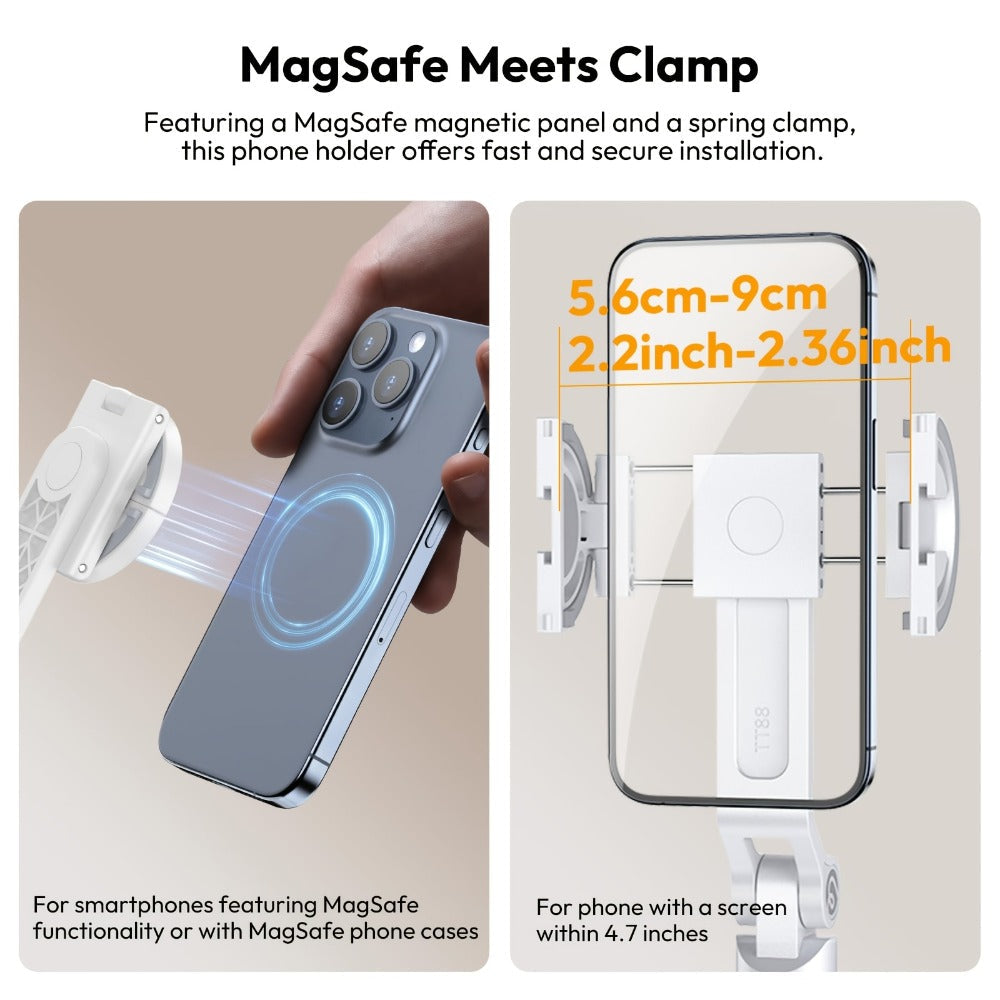 TT88 57-Inch Overhead Phone Tripod and Selfie Stick with Magnetic Clip, Dual Cold Shoes and Two Colors