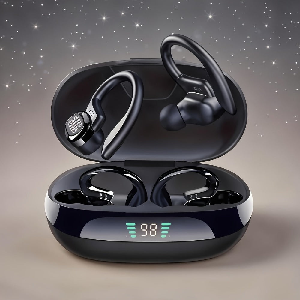 LED Screen Wireless Earbuds Bluetooth 5.4 with Condenser Microphone, Auto Pairing Long Battery Life, Compatible with Android iOS, for Sports Gaming Riding Driving, Gift for Couples Friends