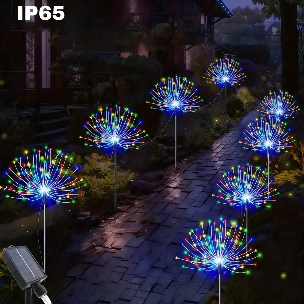 Solar Firework Garden Lights Outdoor 12 Pack 750 LED - 8 Modes Waterproof Starburst Stake Lights for Yard, Pathway, Balcony, Christmas & Holiday Decor, Multicolor or White (4-Pack / 12-Pack)