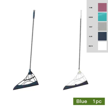 Extra Long Broom 45 Inch – Stainless Steel Handle, Unflagged Bristles, Rubber Sweep for Pet Hair & Debris, Indoor Outdoor Hard Floor Sweeper for Home Office Kitchen