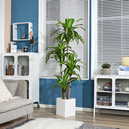 Potted Dracaena Artificial Tree with Complete 4, 5 and 6 ft Height Options and Layered Green Leaf Display