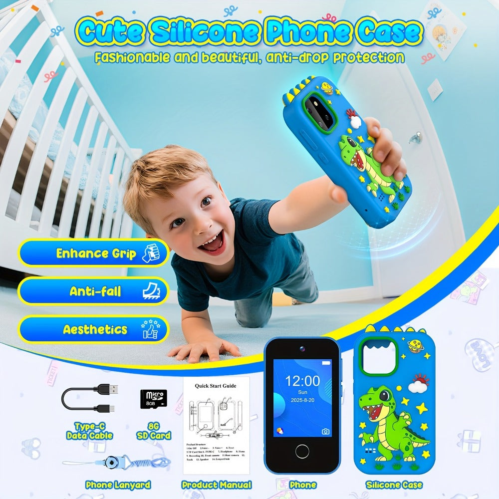 Kids Toy Mobile Phone with Dual Cameras, Touchscreen & MP3 Player – Educational Toy with Games, Alarm Clock & USB Charging, Birthday & Christmas Gift for Boys & Girls