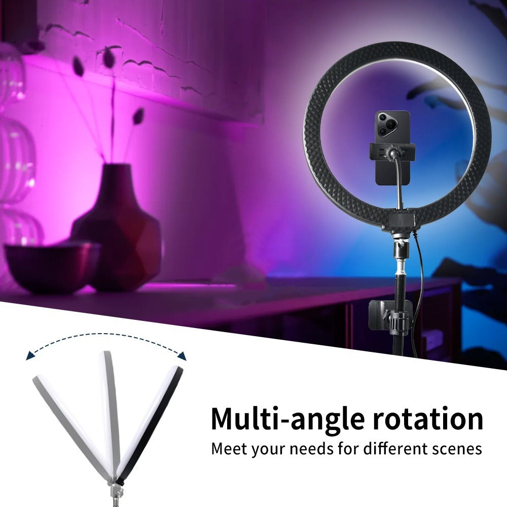 Ring Light 12 Inch Adjustable Brightness RGB with 63 Inch Floor Stand for Photo Selfie Video for an Everyday Personal Care Routine