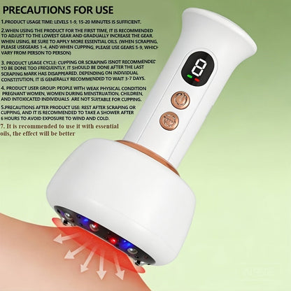 Vacuum Cupping Massager USB Rechargeable Scraping Massage Device Intelligent Suction Cup with 1200mAh Battery for Neck Shoulder Back Pain Relief Home Use