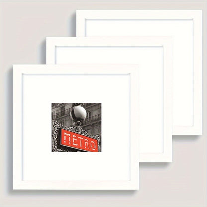 Three-Piece Square Picture Frame Set in Black or White with 8 x 8 or 12 x 12-Inch Wall Options