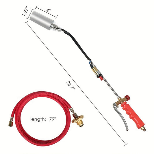 Propane Torch Weed Burner and Ice Snow Melter 79-Inch Hose Adjustable Flame Control Outdoor Flame Thrower for Garden Weed Killing Driveway Ice Melting Red Black