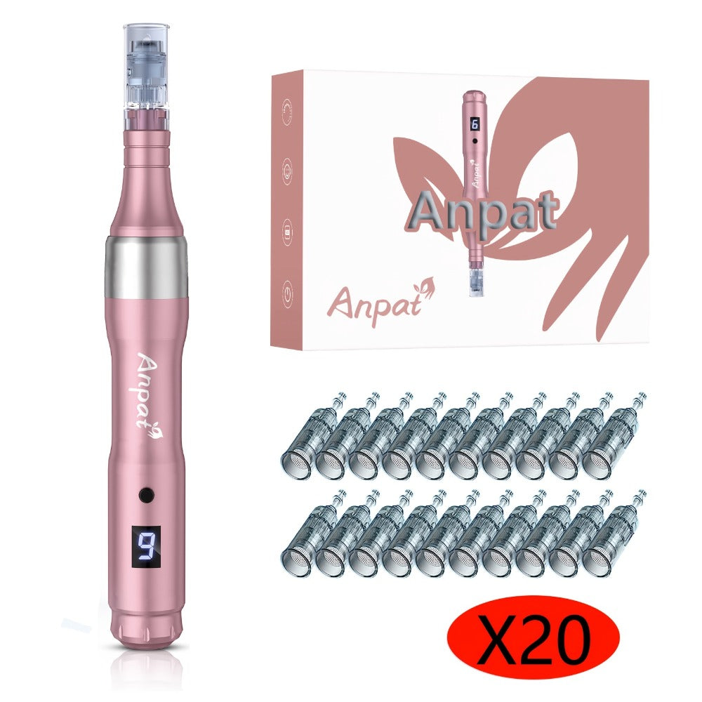 Electric Derma Pen Microneedling Device – Professional 6-Speed Wireless Adjustable Dermapen with 20pcs Replacement Cartridges, Anti-Aging Skin Rejuvenation Microneedle Pen for Face & Body, Gift for Women