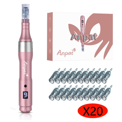 Electric Derma Pen Microneedling Device – Professional 6-Speed Wireless Adjustable Dermapen with 20pcs Replacement Cartridges, Anti-Aging Skin Rejuvenation Microneedle Pen for Face & Body, Gift for Women