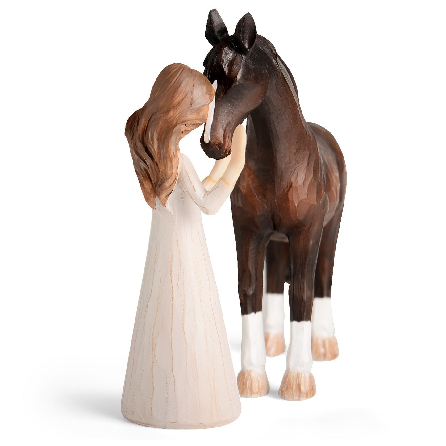 Horse Figurine Gift for Girls Women Hand-Painted Resin Girl with Horse Sculpture Cowgirl Equestrian Decor Ornament for Home Shelf Tabletop Birthday Christmas Valentine Gift Horse Lover