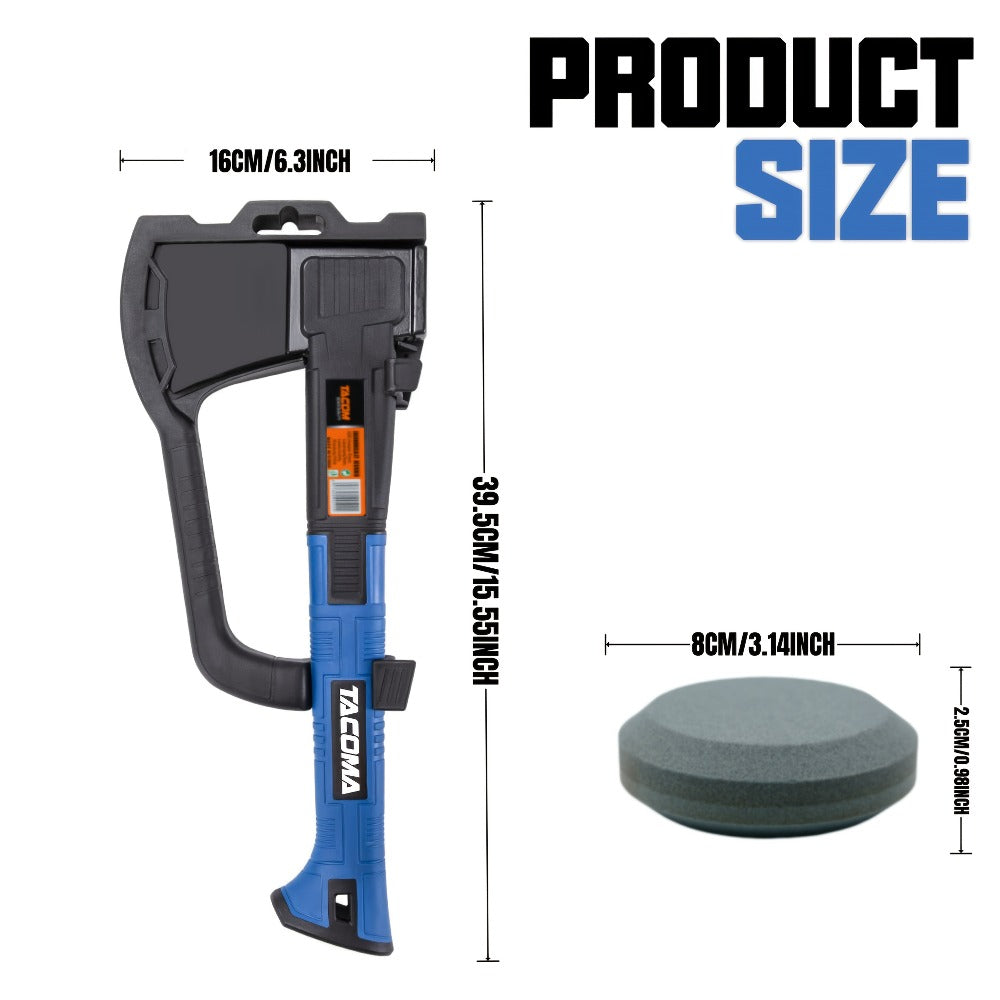 15-Inch Camping Hatchet with 45 Carbon Steel Head, Non-Slip Handle, Blade Cover and Optional Whetstone