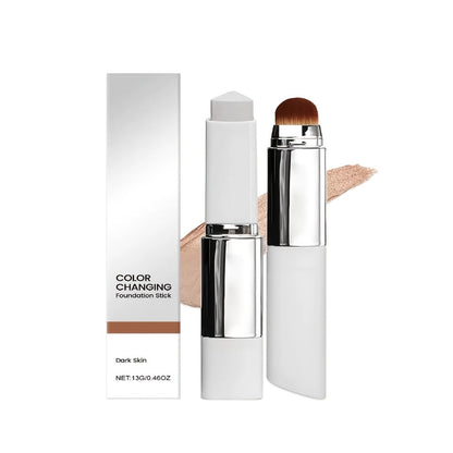 Two-Piece Color-Adapting Foundation Stick Set with Built-In Brush, Puff and Three Shade Options