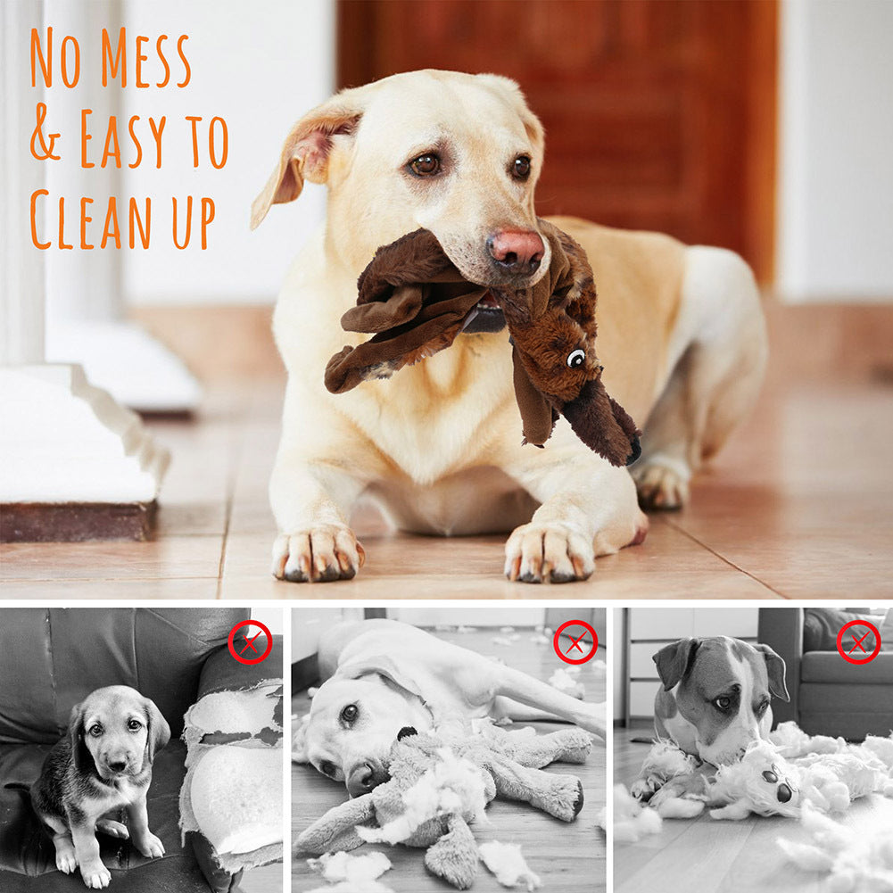 Dog Toys Five-Piece Stuffing-Free Plush Animal Set with Two Squeakers per Toy and Bonus Cotton Rope