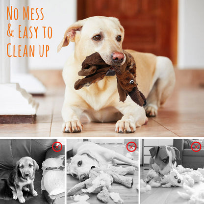 Dog Toys Five-Piece Stuffing-Free Plush Animal Set with Two Squeakers per Toy and Bonus Cotton Rope