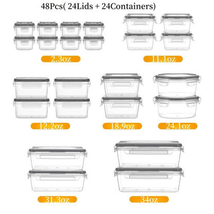 Food Storage Containers 16-, 28- or 48-Piece Pantry Set with Snap-On Lids, Labels and Markers